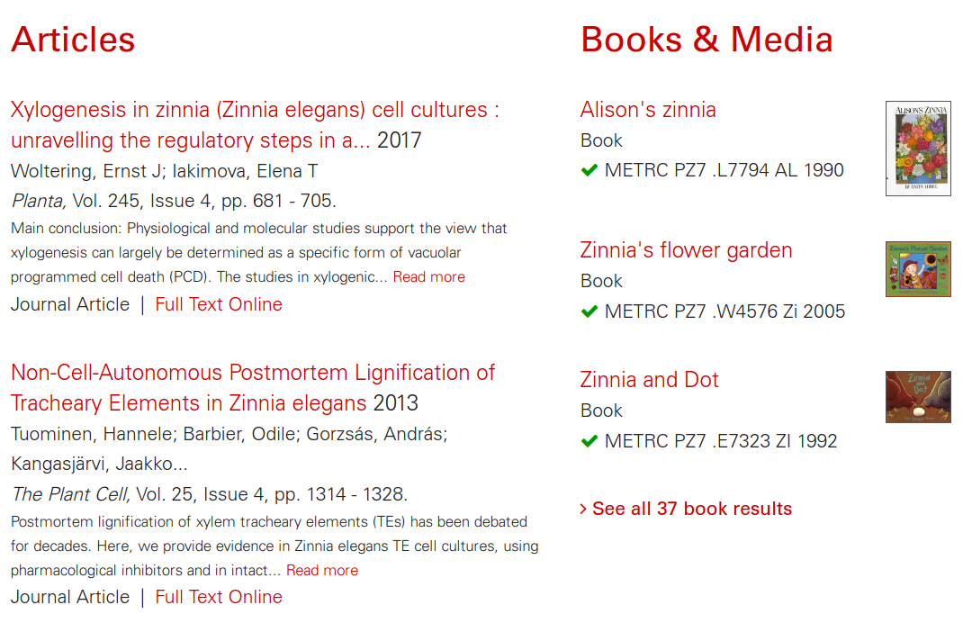 QuickSearch search for “zinnia”